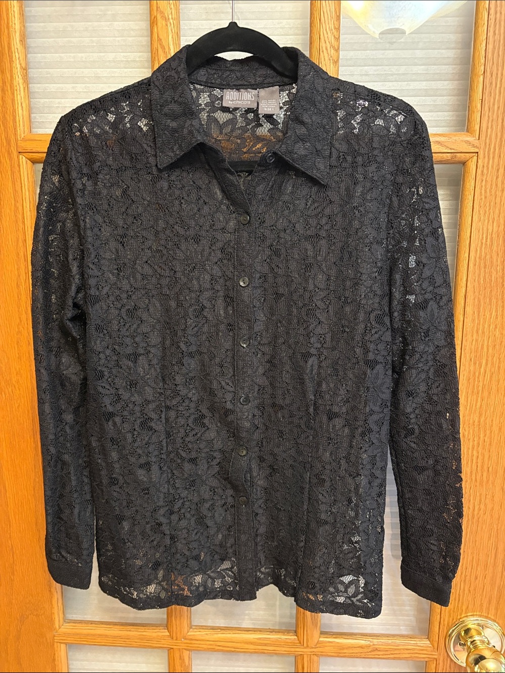 EUC Additions by Chico's 1 Black Lace Top